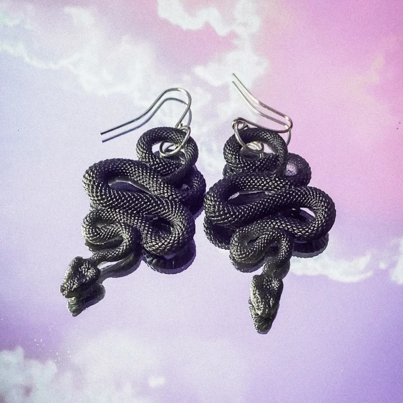 Black Snake Dangle Earrings Alloy Jewelry Goth Punk Style Personality Female Gift Club Party Accessories 250220