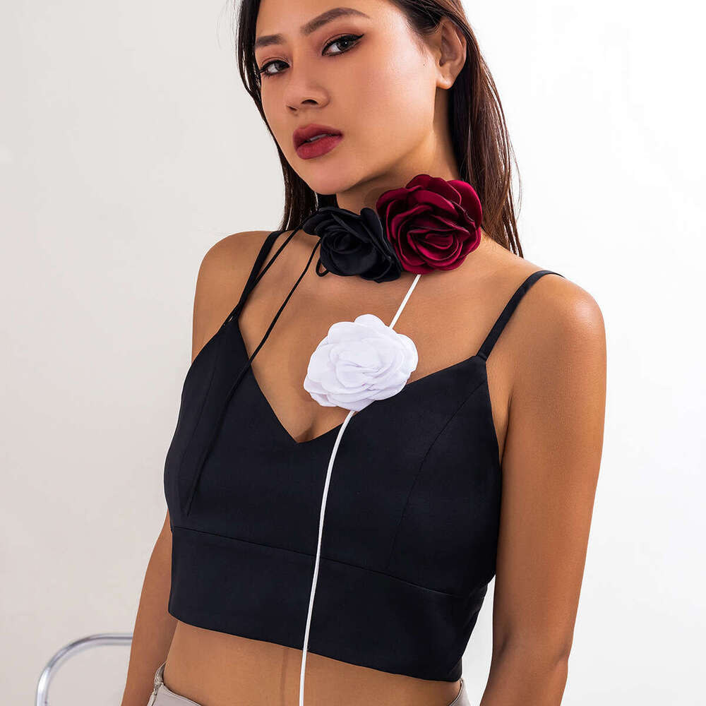 Choker Neckchain with wer Strap Rose Dinner Collar Accessories Necklace for Women
