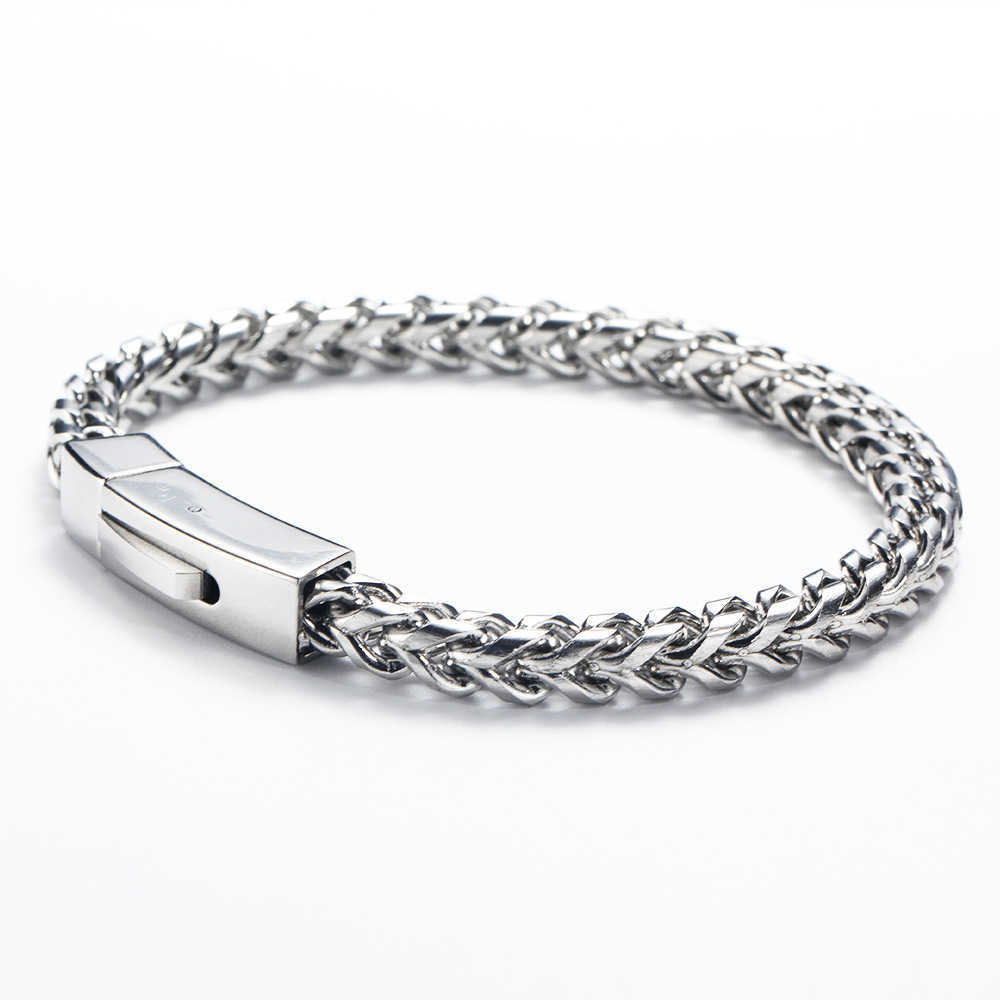 Charm Bracelets Titanium Steel Jewelry New Mens Trendy Square Button Bracelet Dragon Bone Titanium Steel Bracelet H25220