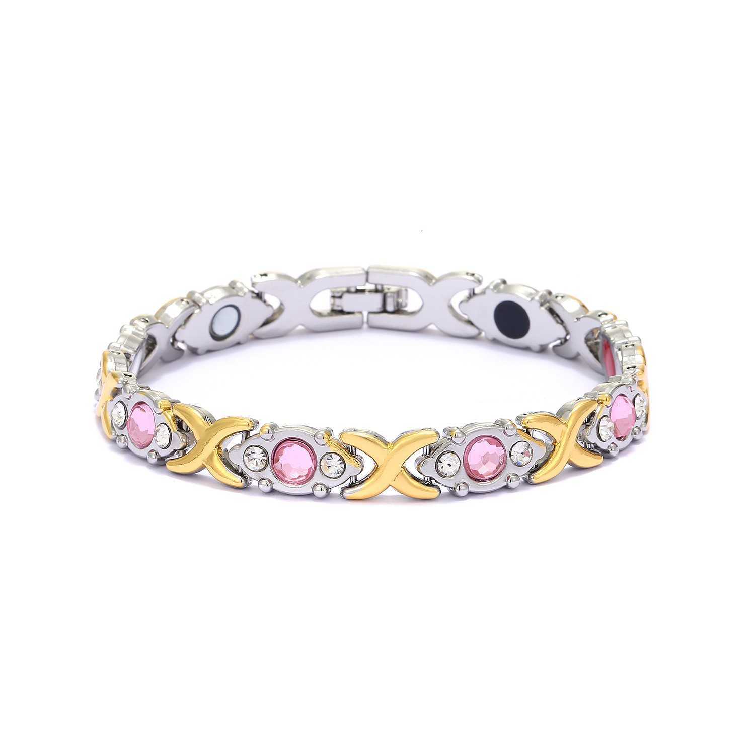 Charm Bracelets Fashionable detachable energy magnet bracelet environmentally friendly alloy with diamond inlay adjustable womens wristband H25220