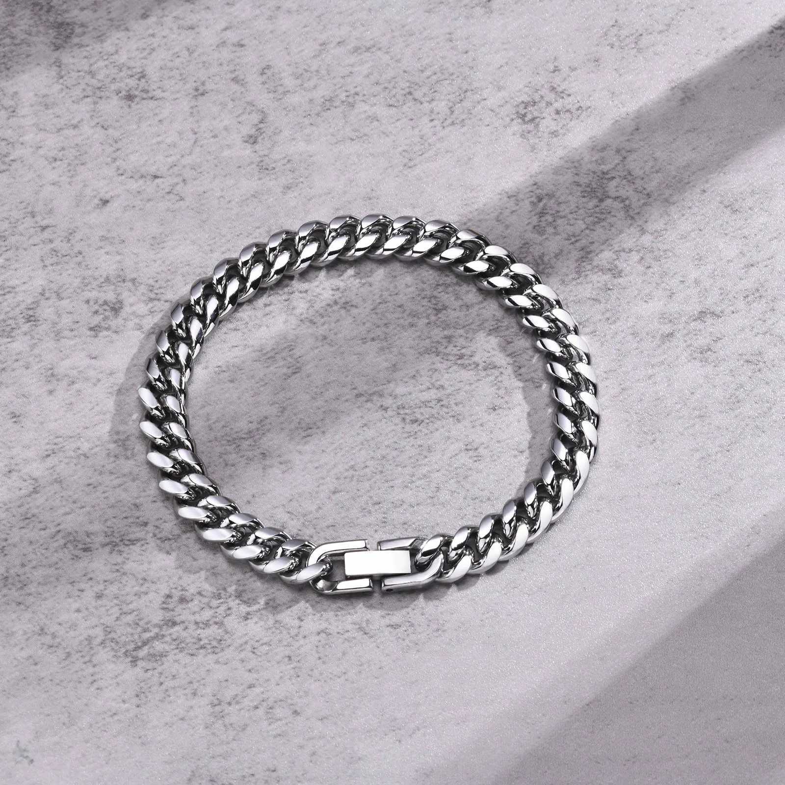 Vnox 6/8/10/12mm Cuban Chain Bracelets for Men Women Solid Stainl Steel Cu Link Chain Wristband JewelryXJ250219