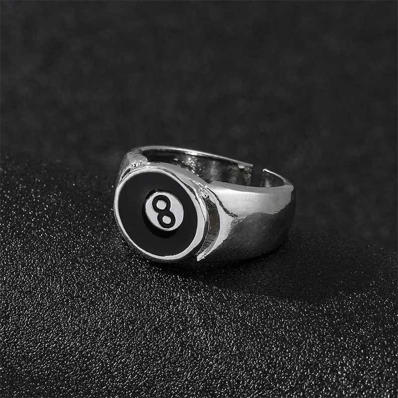 Number 8 Black Pool Billiard Ball Ring for Man Personality Charm Cocktail Party Accessories Eight X250220