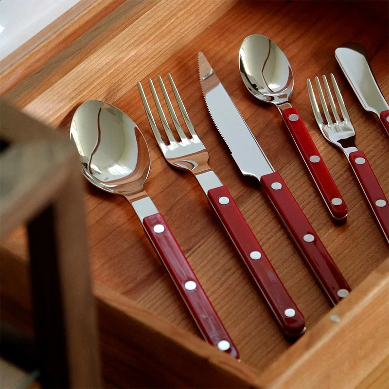 4pcs/Set Tableware 304 Stainless Steel Multiple Colors Table Spoon Knife Fork Tea Spoons Kitchen Food Dinner Modernly Decoration 250214