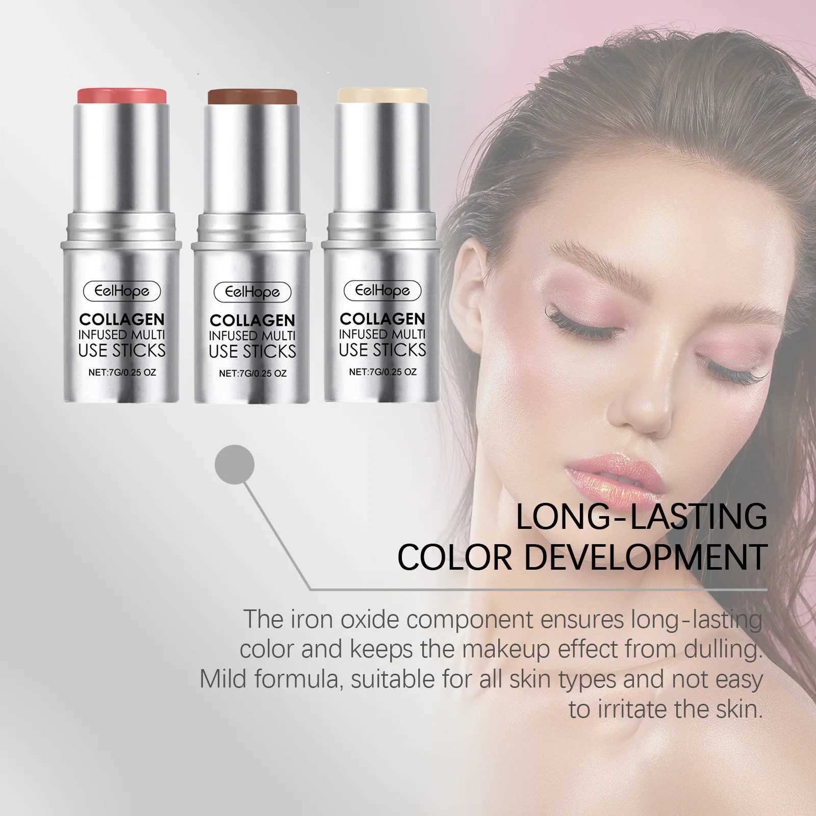 Collagen Multi B Stick Silky High Pigment Plumping Moisturizing Waterproof Jelly Tint Lightweight Matte Hydrating B MakeupW250220