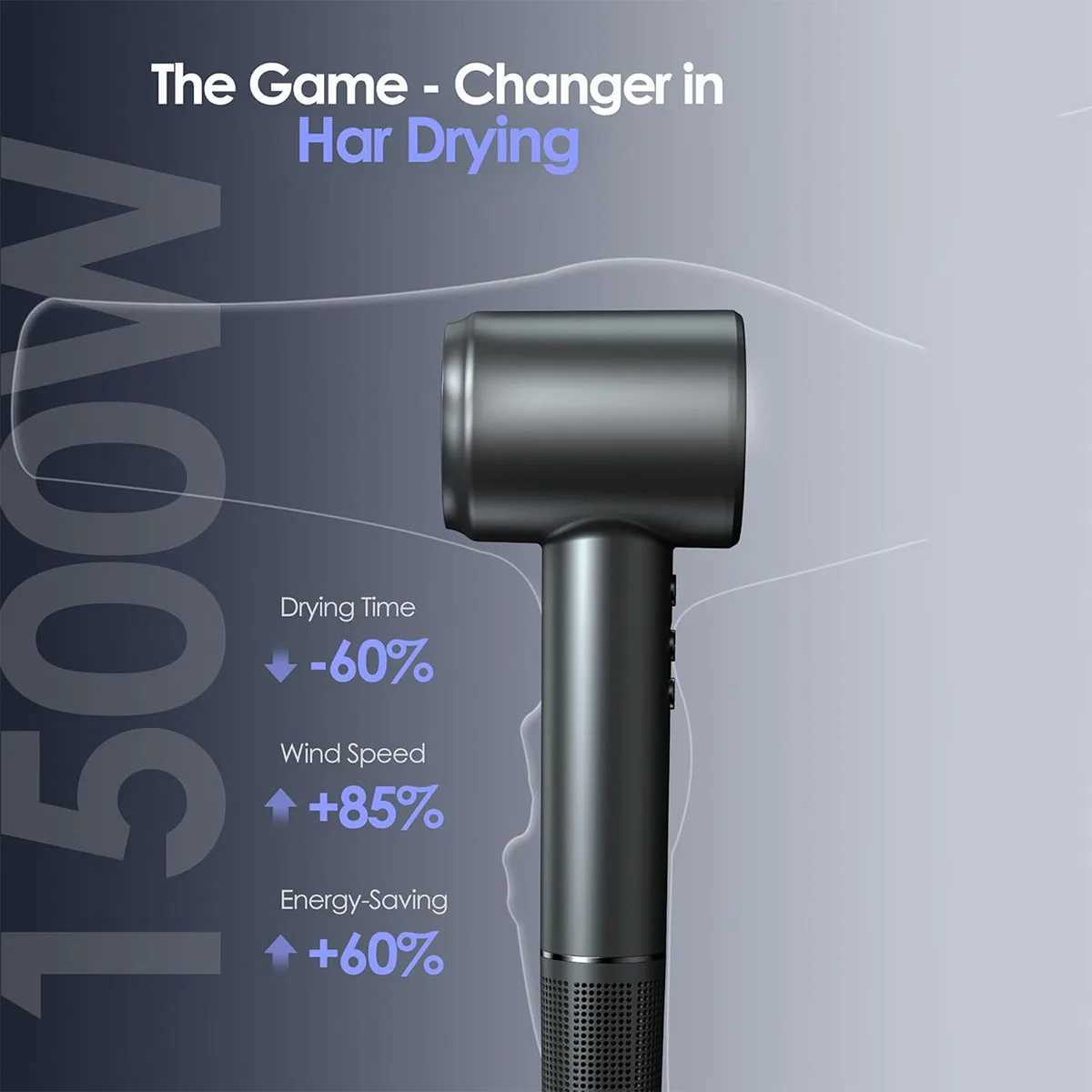 Bopcal Electric Hair Dryer 20000RPM Brushless Negative Ions Blow Dryer 500W Super Powerful Wind Lownoise Salon HairDryer W250220