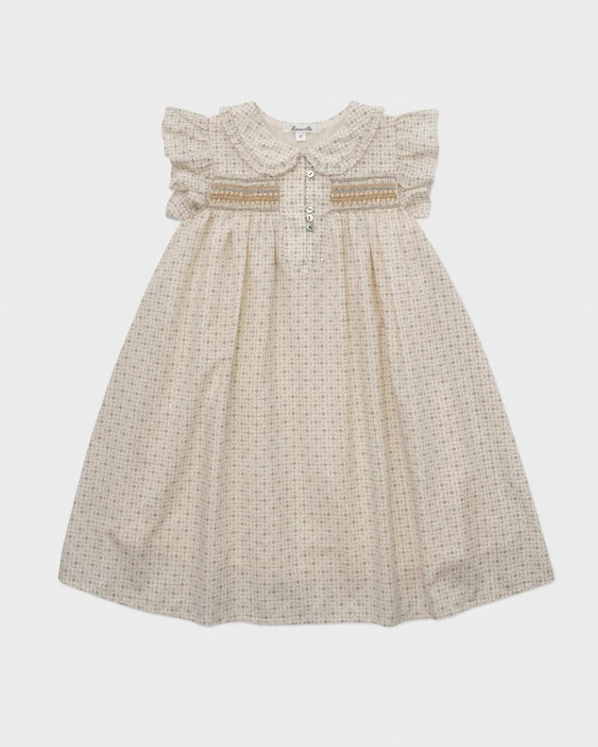 ss25 lou kids dress for girls cute flower embroidery short sleeve princess dresses outwear clothing 250220