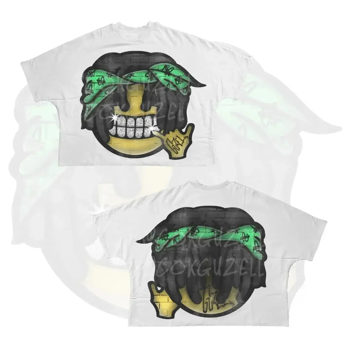 Classic Y2K Short Sleeve Women Harajuku Gothic Cartoon Characters Graphic Printed Oversized Hip Hop Cotton Material T Shirt 250213