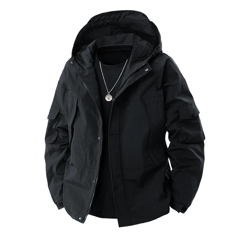 TAFN Spring Autumn Loose Solid Color Versatile Human Outwear Zipper Style Pockets Youth leisure Cotton Men Jacket 250214