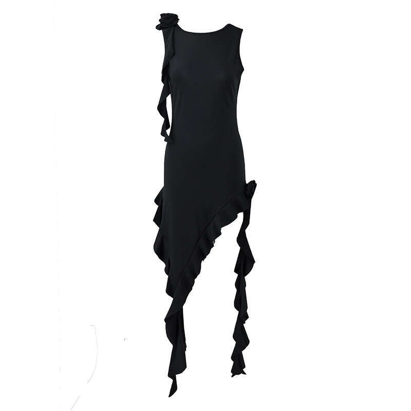 European Instagram hot item American outfit sexy cover up dress jellyfish ruffle edge skirt 2025 new style chic and elegant clothing