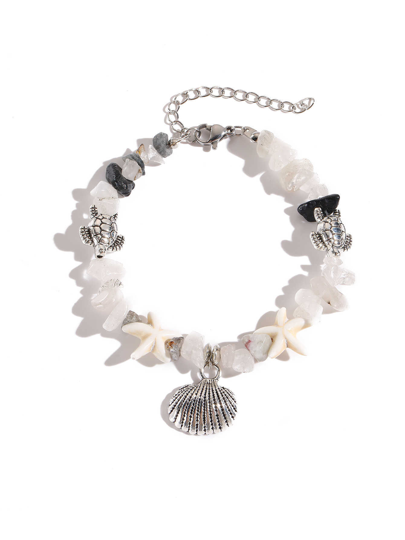 Charm Bracelets Hot selling starfish natural stone bead small fresh summer shell bracelet H25220 3 P9PY