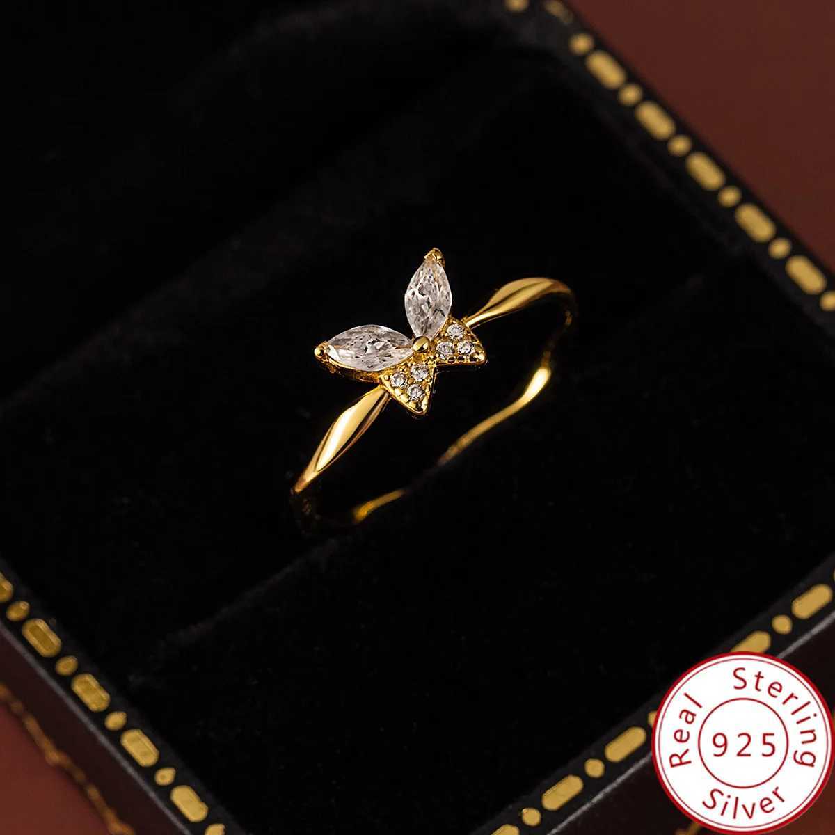 Real 925 Sterling Silver 18k Gold Plating Twisted Cubic Zirconia Ring For Wen INS Trend Fine Jewelry X250220