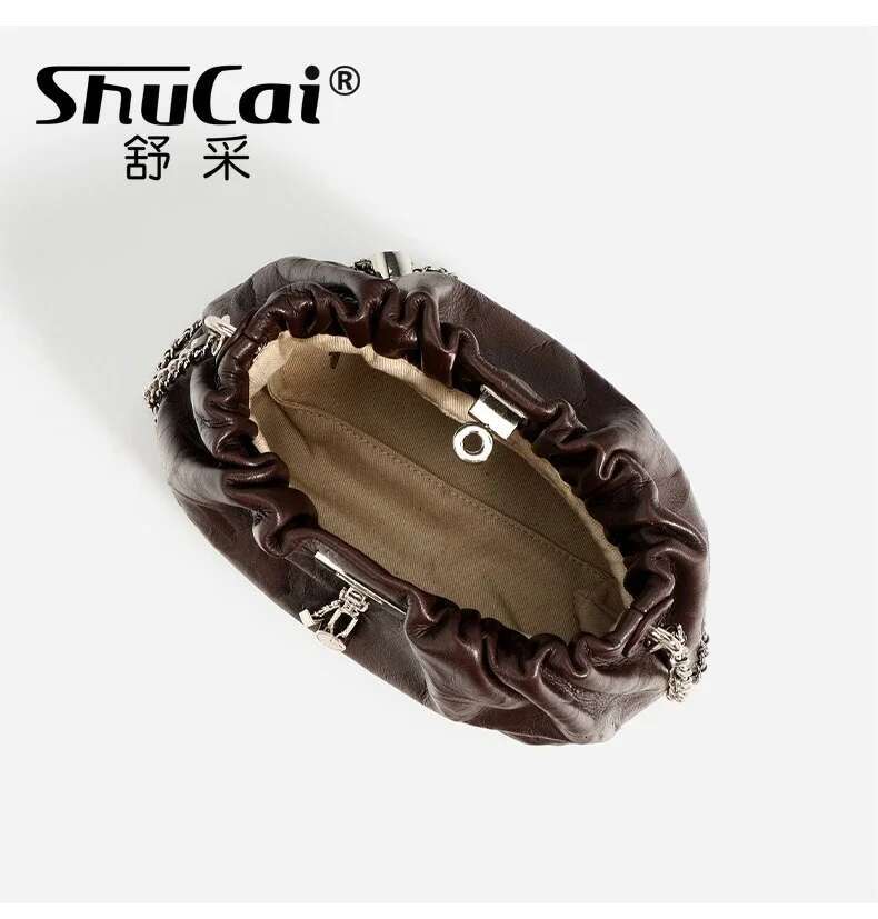 SHUCAI Designer Chain Handbag Genuine Tote Cloud Women Soft Cowhide Leather Small Shoulder Bag Fashion 2025