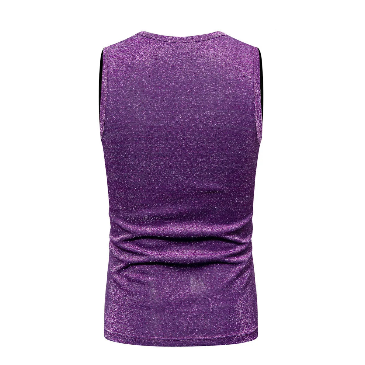 Wxw4124 summer sleeveless shiny Sihny vest mens gold silver purple street clothing hip-hop vest mens round neck T-shirt mens 250219