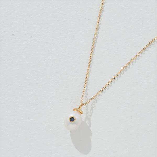 Minimalist and niche design, pearl pendant birthstone, December birthstone necklace, copper