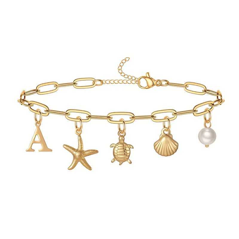 Stainl Steel Starfish Shell Bracelets Bohemian Ocean Beach 26 Letters Combination Hand Chain Sets Jewellery Women GiftsXJ250219
