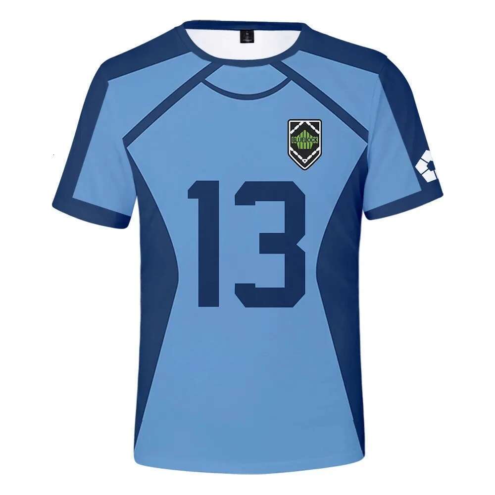 Latest 3D Printed Anime Blue Lock Football Shirt Men's Sports T-shirt Cool Fashion Short Sleeve Fashion Children's Role Playing T-shirt