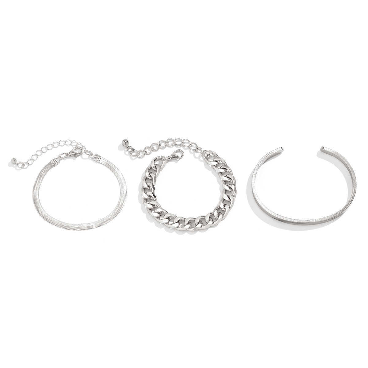 Charm Bracelets Metal snake bone chain smooth bracelet Brelet womens punk metal thick chain bracelet set H25220
