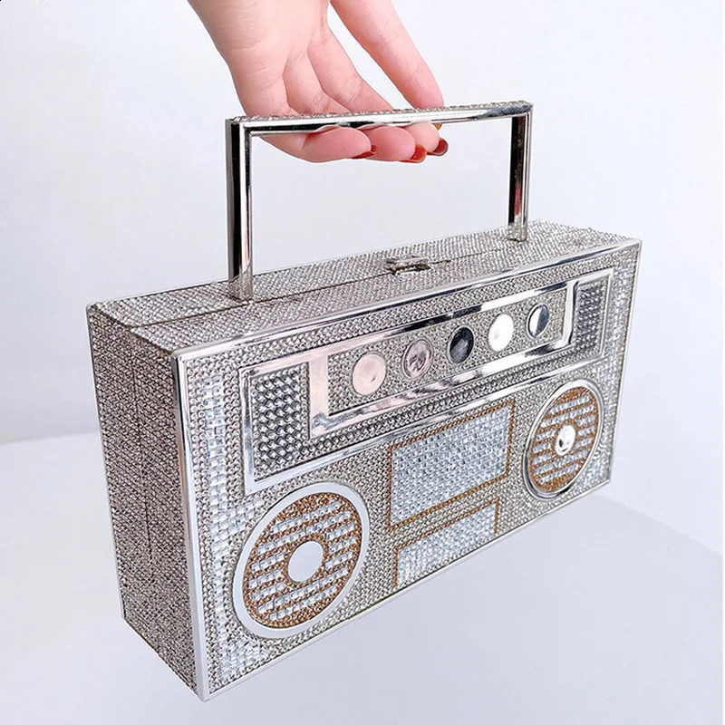 y ner Full Diamond Evening Bag Ladies Rhinestone Radio Cluthes Fashion Women Dress Handbag Shiny Crystal Bags XA746H 250218