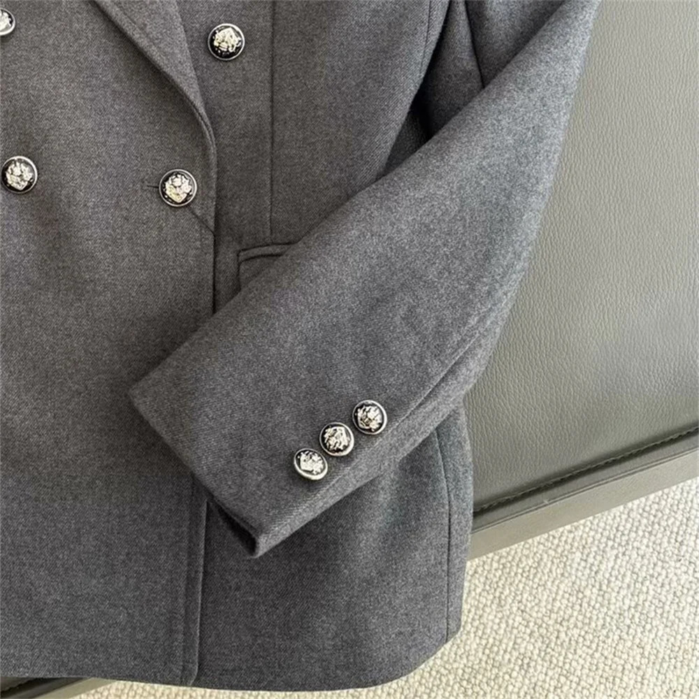UNIZERA womens suit jacket with lapel long sleeved double breasted buttons and pockets winter style 250213