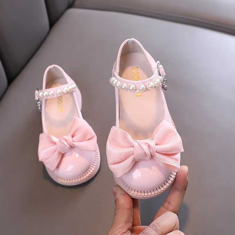 Girl Princess Leather Shoes Spring and Autumn Sweet Bow Childrens Smooth PU Dress Mary Simple Shoes Fashion Childrens Ballet Flat Shoes X250220