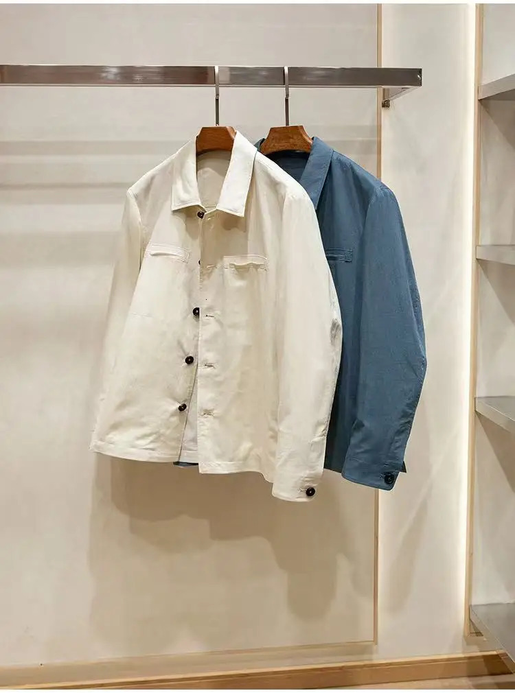 High end linen cotton blended spring mens thin casual lapel jacket 250210