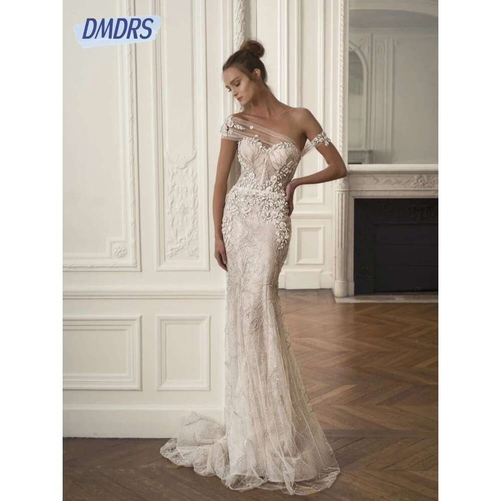 Fashion Mermaid Pearls Romantic Wedding Lace Beads Stunning Personalized Female Fairy Dress Elegant Bridal Wear