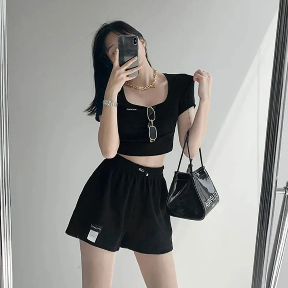 Casual Women Waffle Shorts Summer Loose Bottoms Waist Pants Straight Homewear Elastic High Waisted Sports Shorts 250217