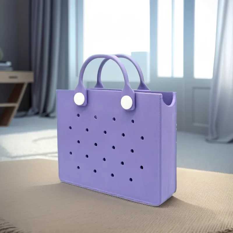 Soft Rubber Fashion Women Tote Bag Colorful Summer Style Beach Handbag for Women fit Personalized Bag Charms New Travel Handbag Z250219