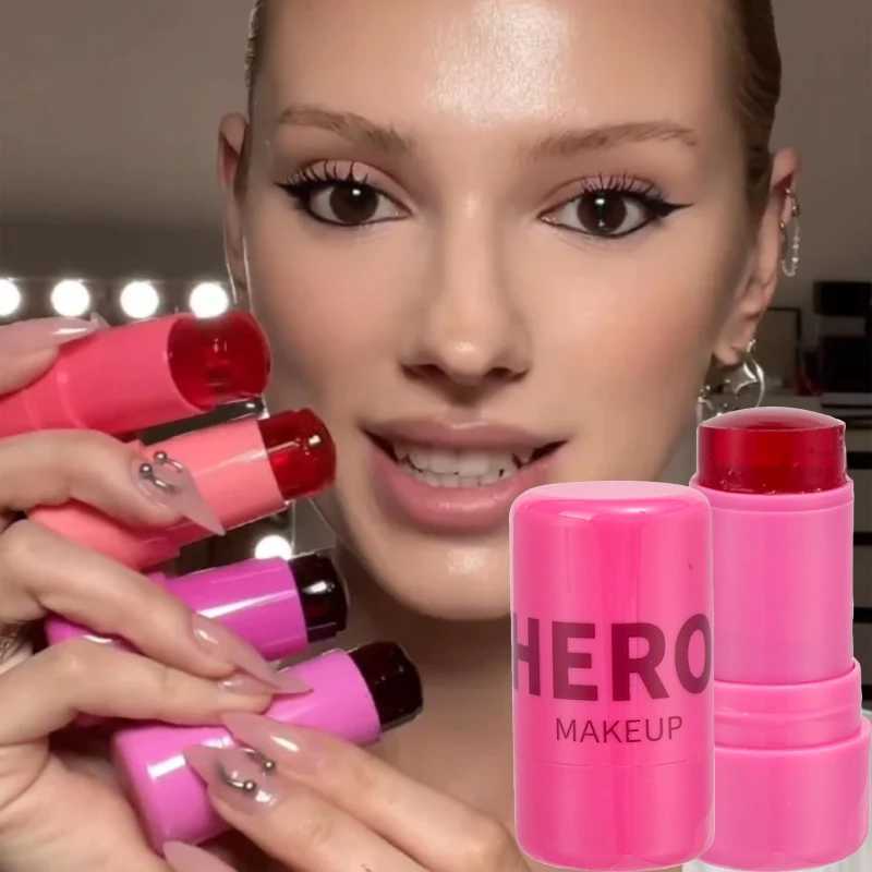 Moisturizing Jelly B Stick 2-in-1 Lipstick Natural Lasting Brighten Rouge Contour Stick Waterproof Lip Gloss Korean MakeupW250220