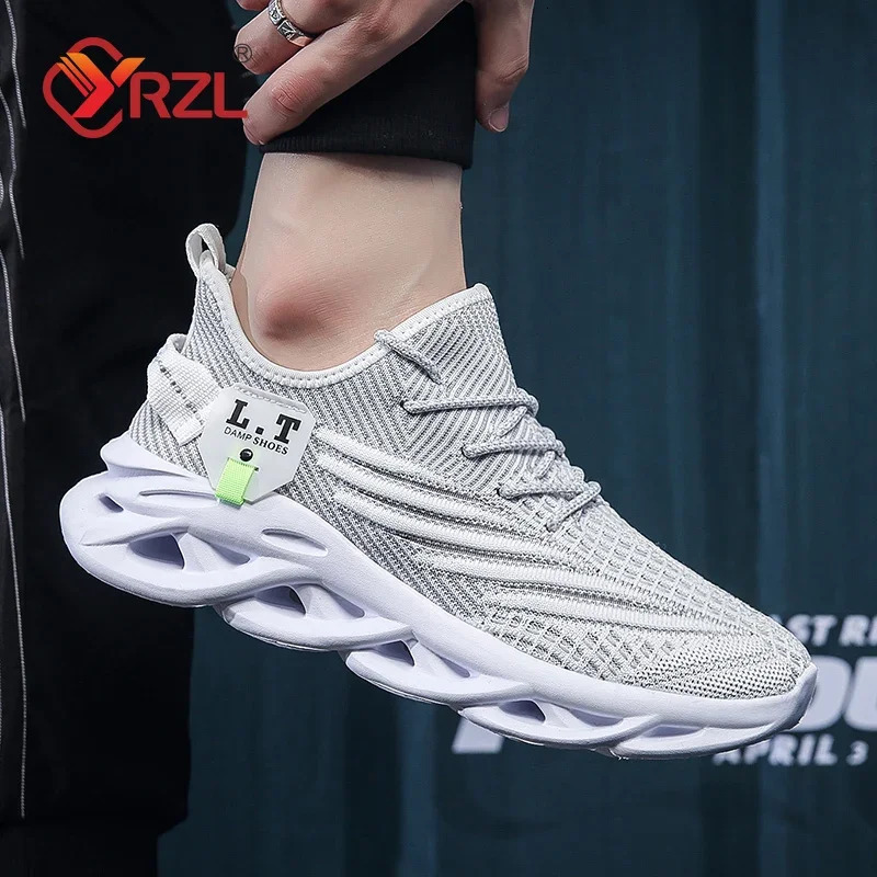 YRZL Men Sports Running Black Jogging Shoes Casual Sneakers Outdoor Breathable Mesh Women Light Shockabsorption Tennis 250219