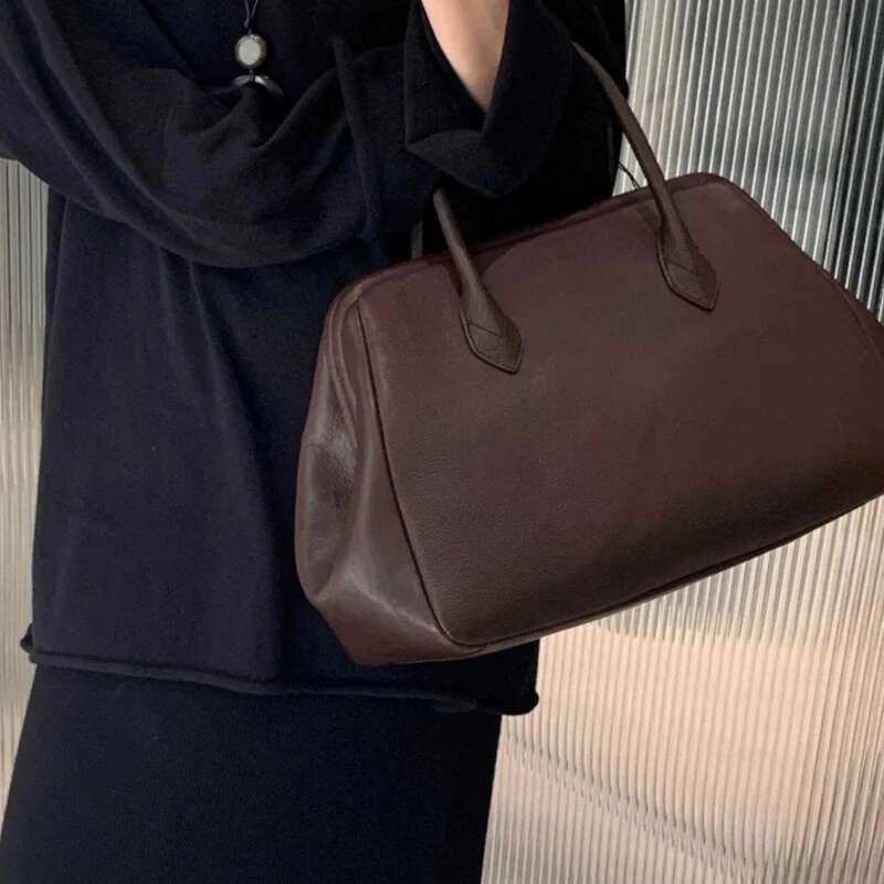 Clip Tote Bags For Women Designer Handbag Purses 2024 New PU Leather Vintage Large Capacity Commuting Shoulder Crossbody