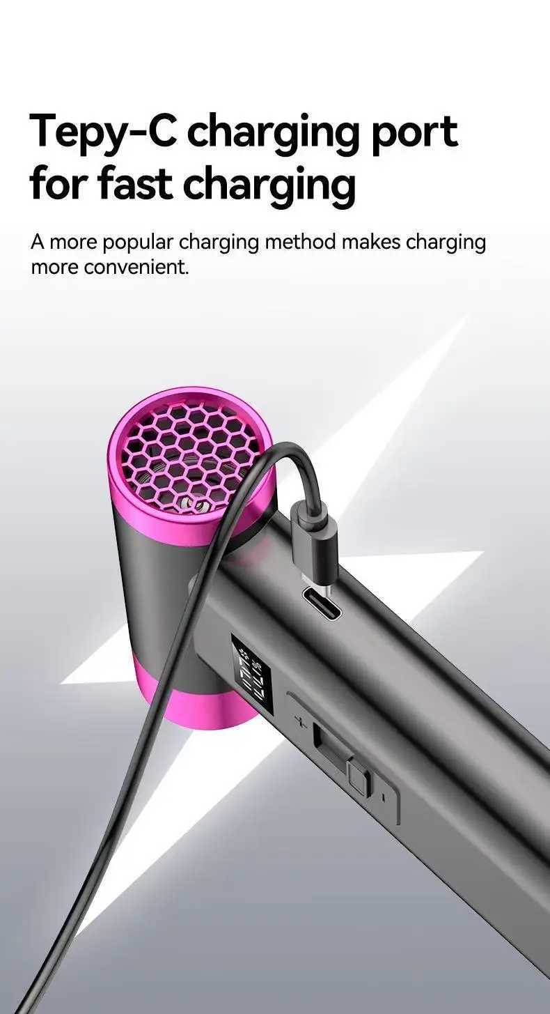 Portable Wireless Hair Dryer Multifunctional Air Duster Travel USB Rechargeable 0000RPM High Speed Blow Dryer Only Cold Wind W250220