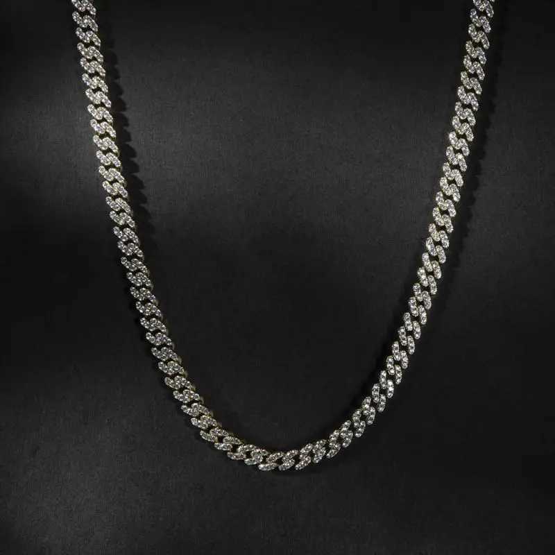 New 9MM Hip Hop Men Women Prong Cuban Link Chain Necklace Bling d Out 1 Row Rhinestone Paved Miami Cuban Chain Jewelry GiftXJ250219