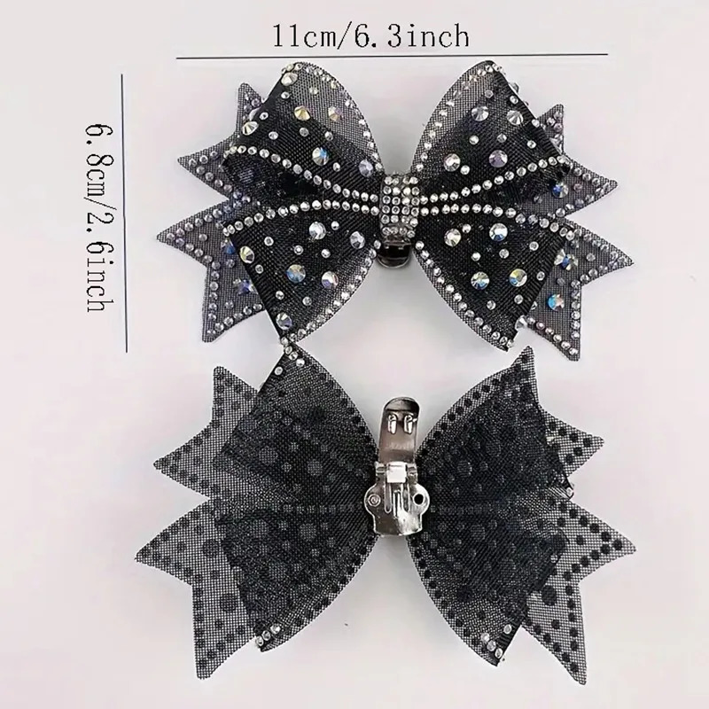12Pcs Mesh Diamond Bow Shoe Decorations Clip Shiny Rhinestone Clips Bride Wedding High Heel Accessory Buckles 250219