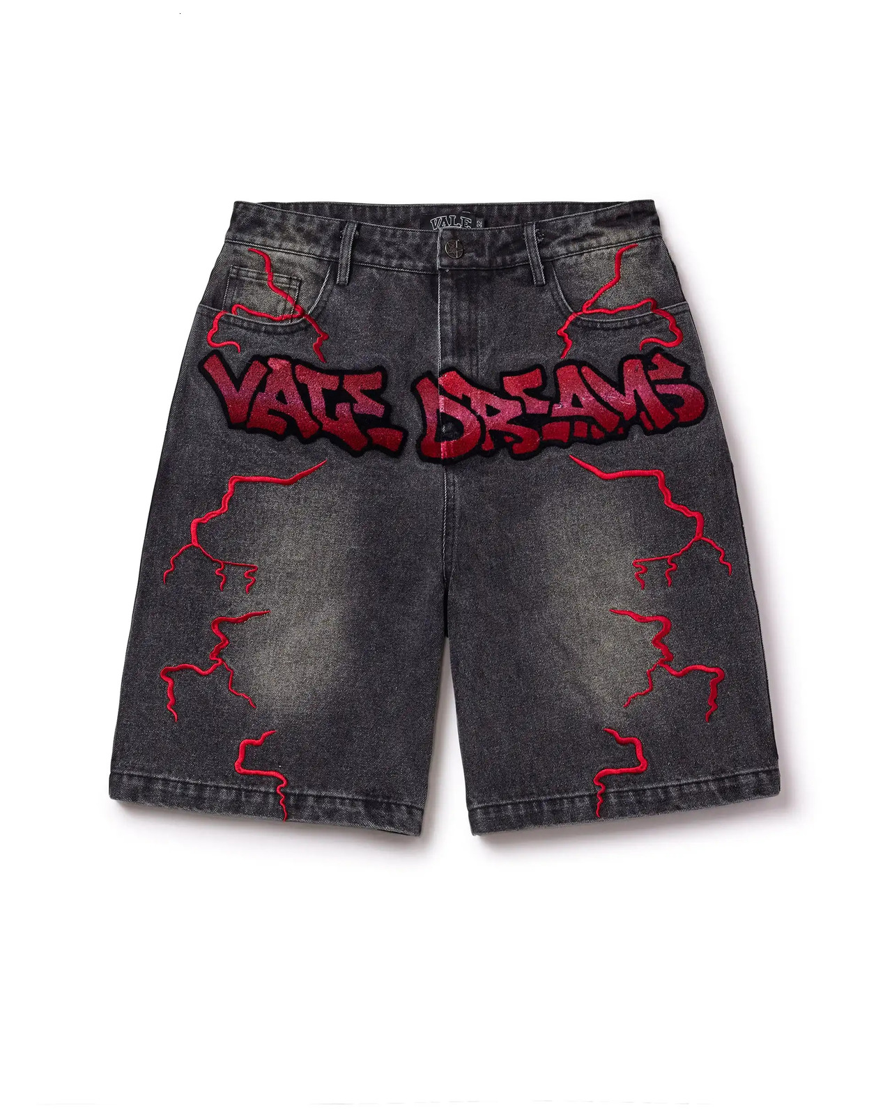 Hip Hop Retro Y2k Black and blue graffiti Jeans Cartoon Graphic Streetwear Denim Shorts Baggy Harajuku Gym Shorts Men 250214