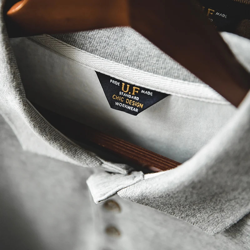 Maden Spring Vintage Oversize Polo Shirts for Men Business Casual Solid Color Long Sleeve T-shirt Stylish Lapel Plain Tops 250219
