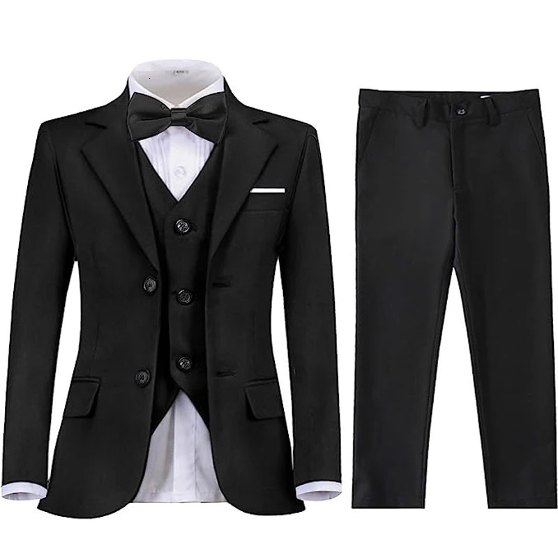 Boys Black Navy Suits Slim Fit Dress Clothes Ring Bearer Outfit Children Wedding Party Performance Costume Kids Blazer Pants 250219