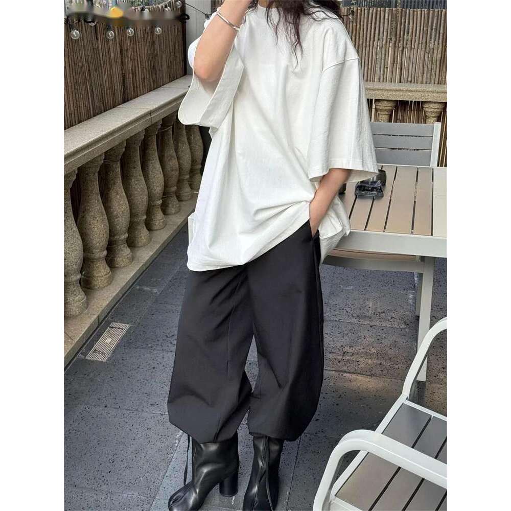 2025 Spring Simple Basic Solid Drop Shoulder T-Shirt Casual 100% Cotton Tees Top White/Black/Light Blue/Red