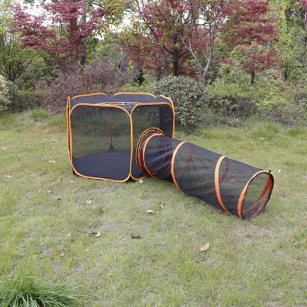 Outdoor Cat Enclosures Playground Outside House for Cats Portable Cat Tent, Circle Playpen Tunnel, for Kitty and Small Animals Within Storage Bag
