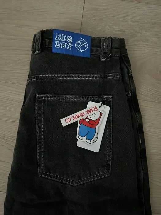 Hip Hop Polar Big Boy jeans Y2K Japanese Harajuku cartoon embroidery retro pocket jeans black pants womens wide leg Trouser X250220