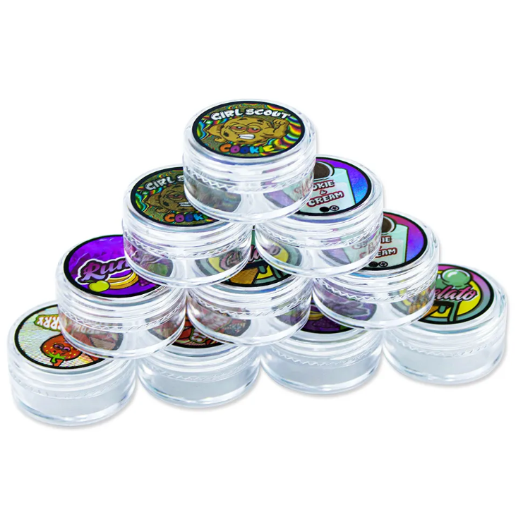 Wholesale Hot Sale Small 5ml Transparent Wax Plastic Cream Jar Oil Empty Custom logo Stickers Jars with Lid 3mil Container