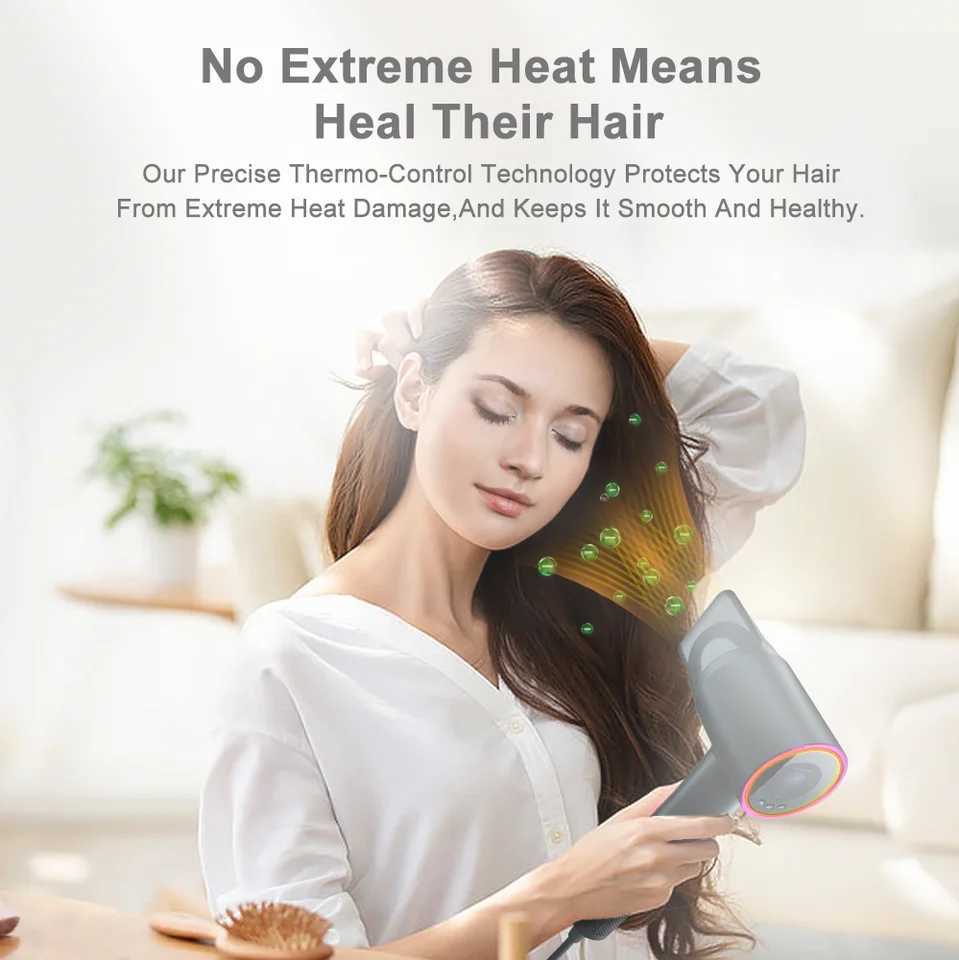 Kinseibeauty High Speed Hair Dryer 0 000rpm Brushless Motor 23m/s Fast Drying 59dB Low Noise Negative Ionic Blow Dryer W250220