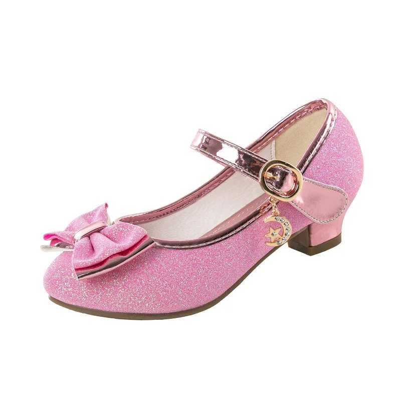 Girls Sandals Rhinestone Butterfly Latin Kids Shoes Children High Heel Princess Shoes Glitter Leather Party Dress Wedding X250220
