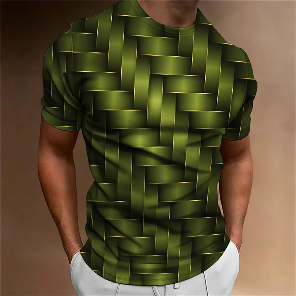 2023 Simple Mens Tshirt Geometric Pattern 3D Printing Top Daily Casual Clothing Loose and Large Retro Sportswear for Men 250213