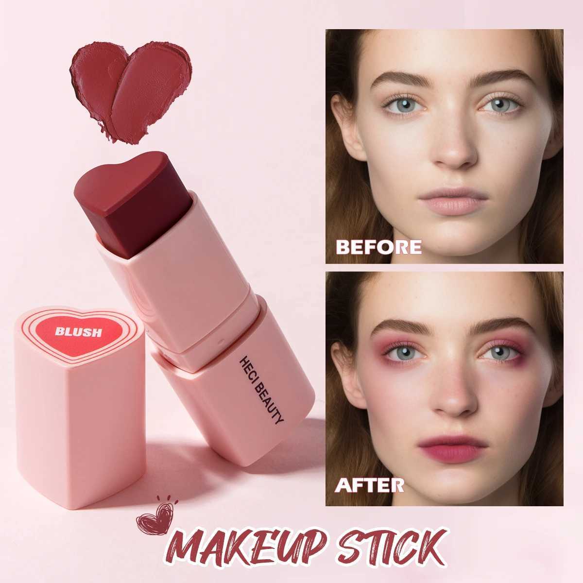 Heart-Shaped B Stick Multi-Use Waterproof Matte Rose Velvet Cream Ber Eye Shadow Stick Love Pink Gifts For Mother GirlW250220