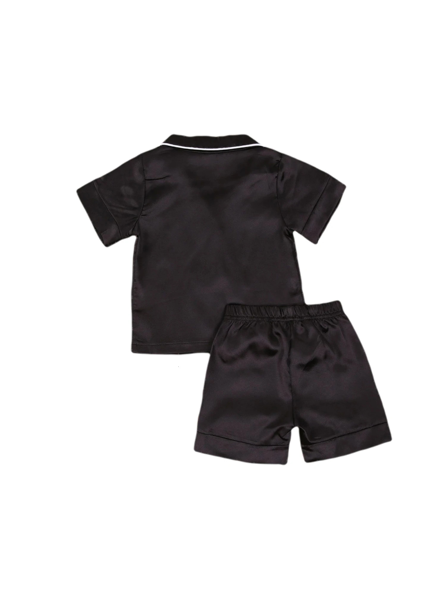 Infant Girl Pink Silk Pajamas Toddler Sleepwear Set with Long Sleeve Top and Pants Cute Button-Up Nightwear for Baby 250220