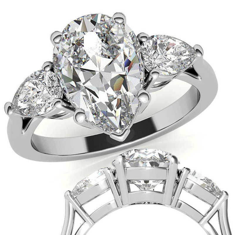 AAA Gems Classic 14k 18k Moissanite Jewelry Engagement Wedding Ring 2ct Moissanite Diamond Ring