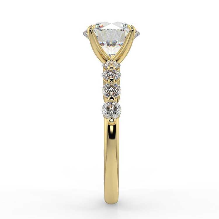 14k Gold Side Stone Round Moissanite Engagement Ring Simple Finger Ring Woman