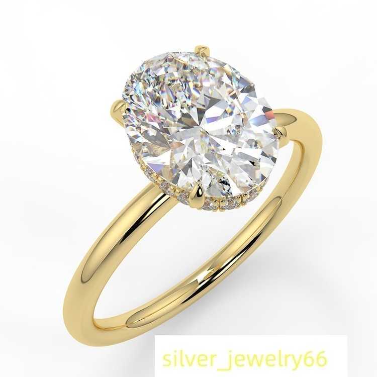AAA Gems Oval Cut Hide Halo Ring DEF VVS Moissanite Gemstone 14K 18K Solid Gold Wedding Ring