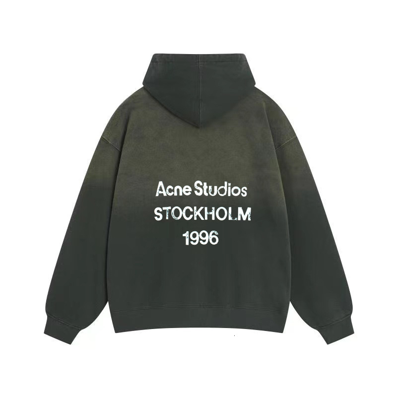 American style high street AC vintage autumn and winter new hooded sweatshirt with hanging dyed frayed letters 1996 washed loose fit men 240819